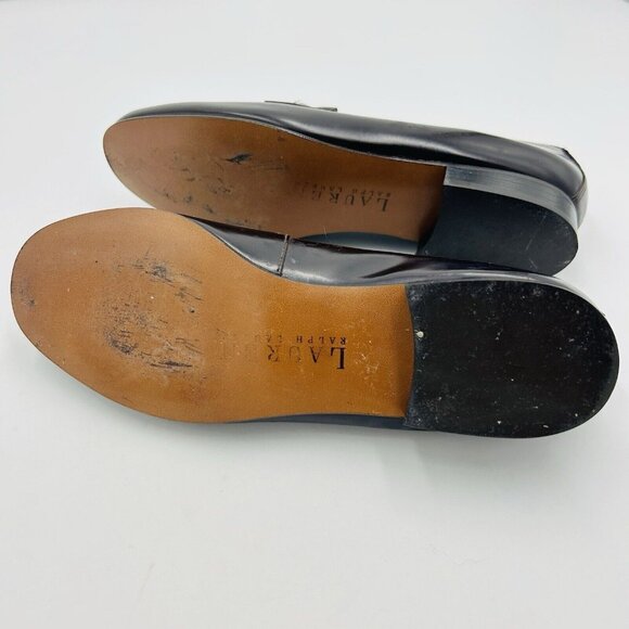 Lauren Ralph Lauren LRL 6.5B Dark Brown Leather Loafers Slip-on Silver Buckle - Picture 12 of 13